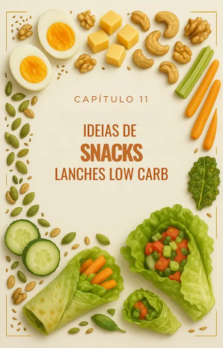Capa do Ebook Ideias de Snacks Lanches Low Carb